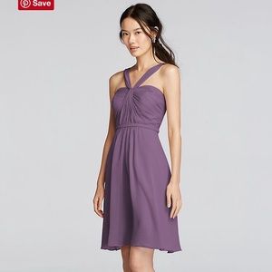 Y-neck chiffon short bridesmaid's dress